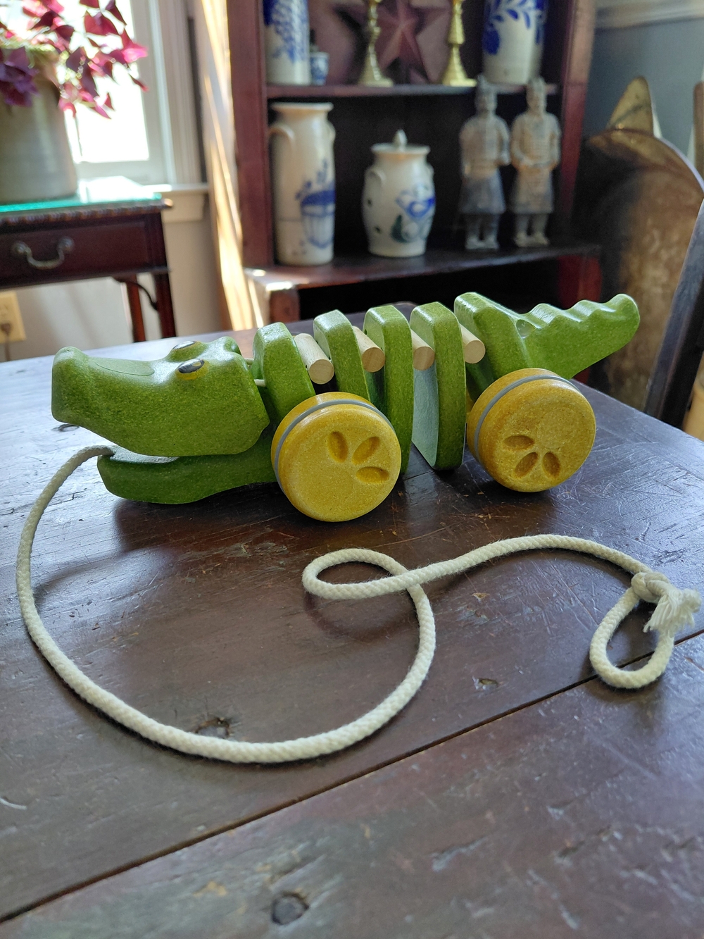 PlanToys Dancing Alligator eco friendly wooden pull toy